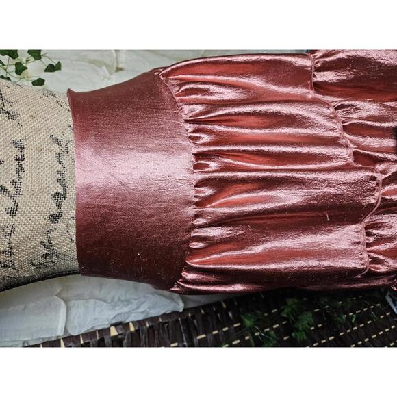 Free People Moonbeam Maxi Metallic Rose Pink Tiered Skirt with Wide Waistband - Picture 3 of 5